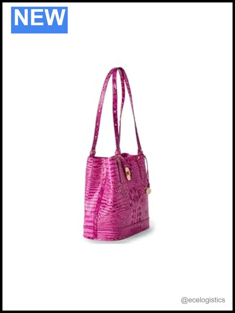 BRAHMIN Fiora Leather Satchel Handbag Turn-Lock Closure Adjustable Straps